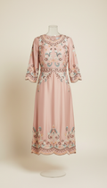 Blush silk embroidered midi dress